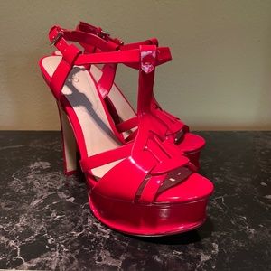 Aldo Red Heels Sandals, Platform